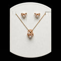 Gold Pearl Drop Necklace Set with Earrings