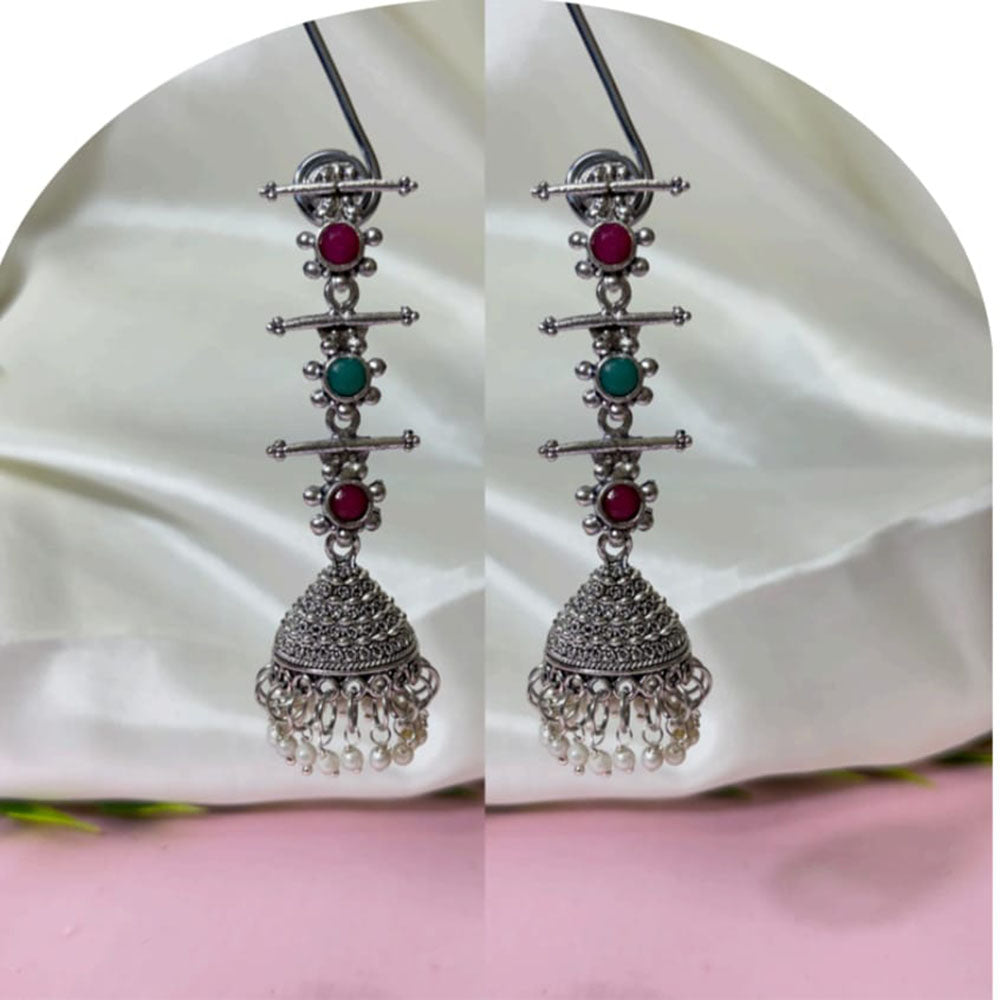 Oxidised Jhumka Earrings Side View