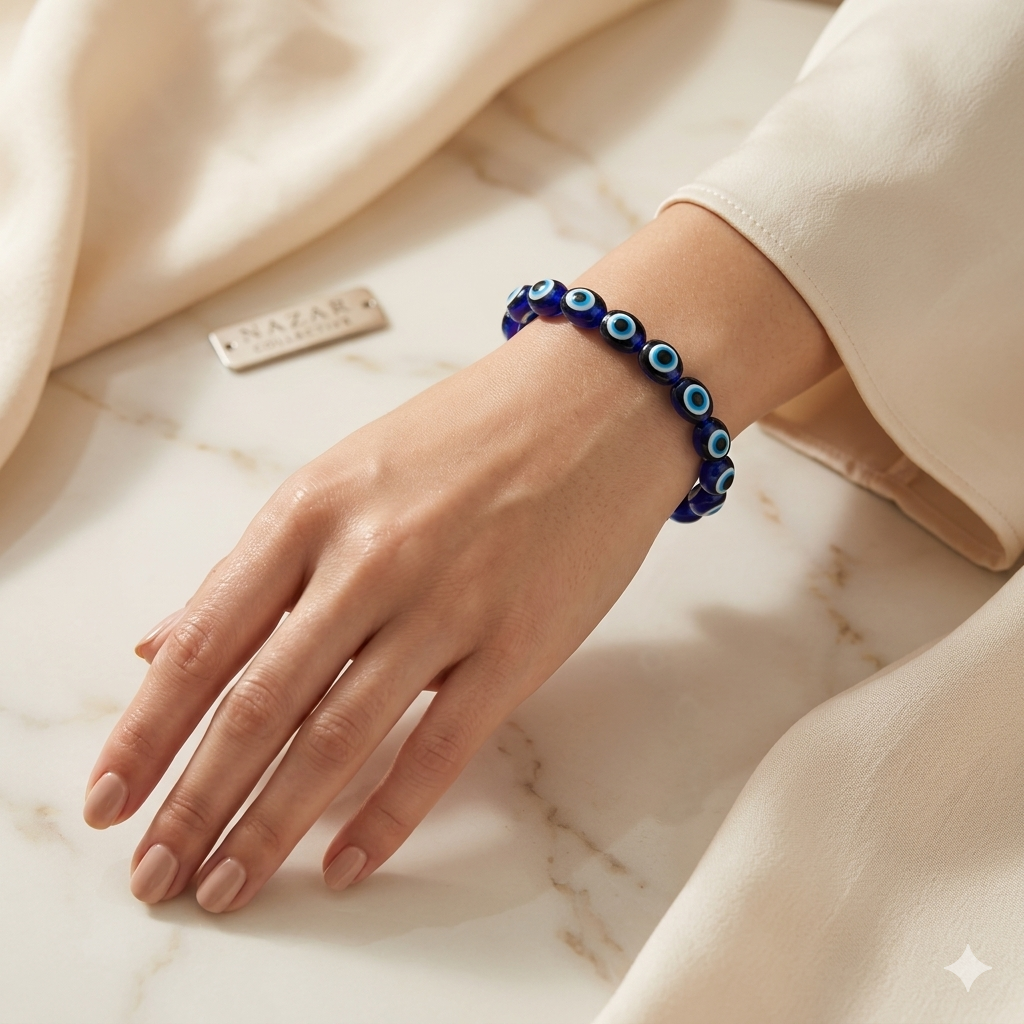 Blue Evil Eye Bracelet Side View