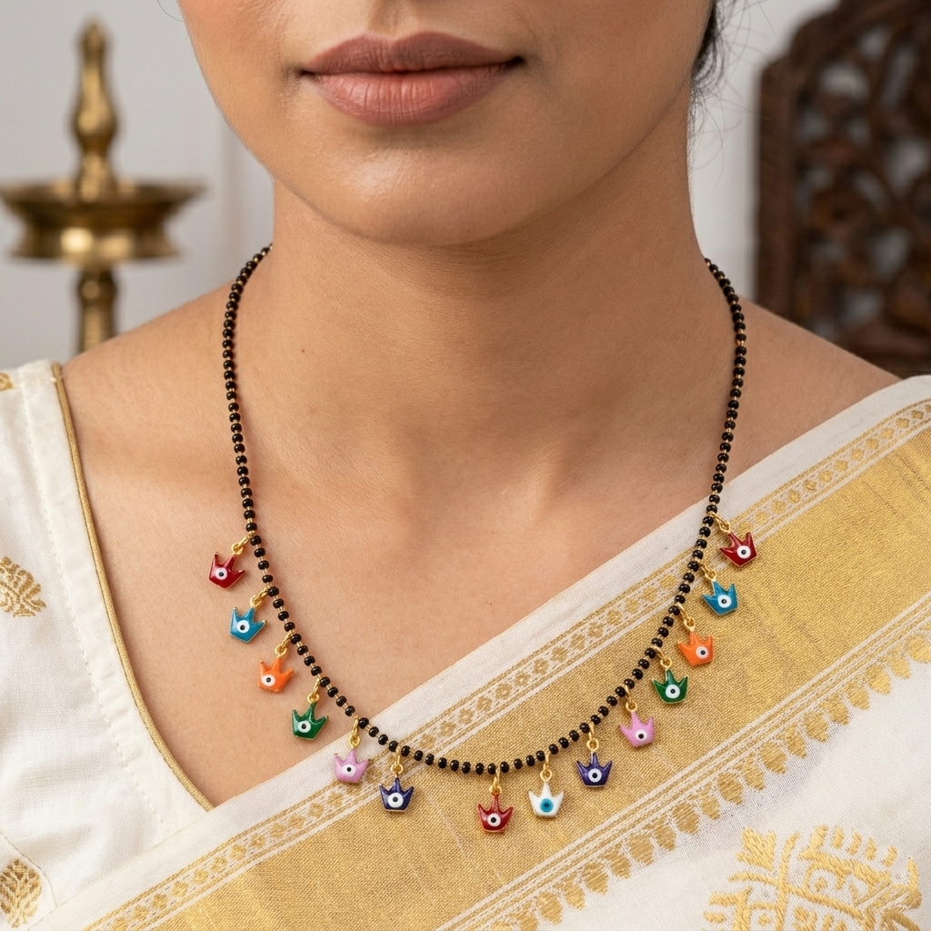 Evil Eye Mangalsutra with Crown Charm